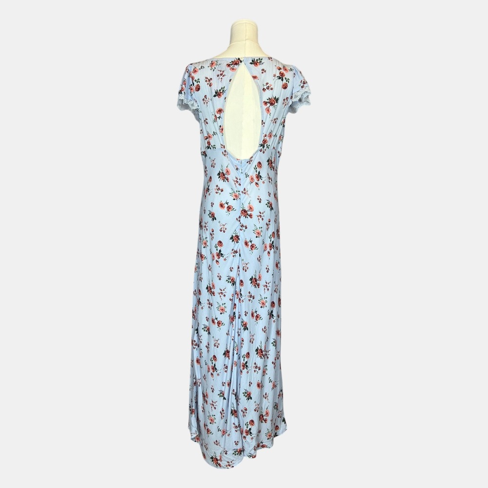 Wild Fable Women's Medium Blue Floral Dress Rayon Square Neck | Cottage - Picture 4 of 7